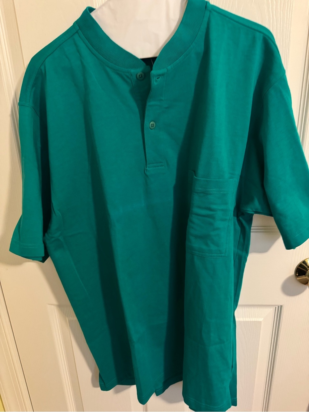 Eddie Bauer Teal Short Sleeve Henley Pocket Tee Medium